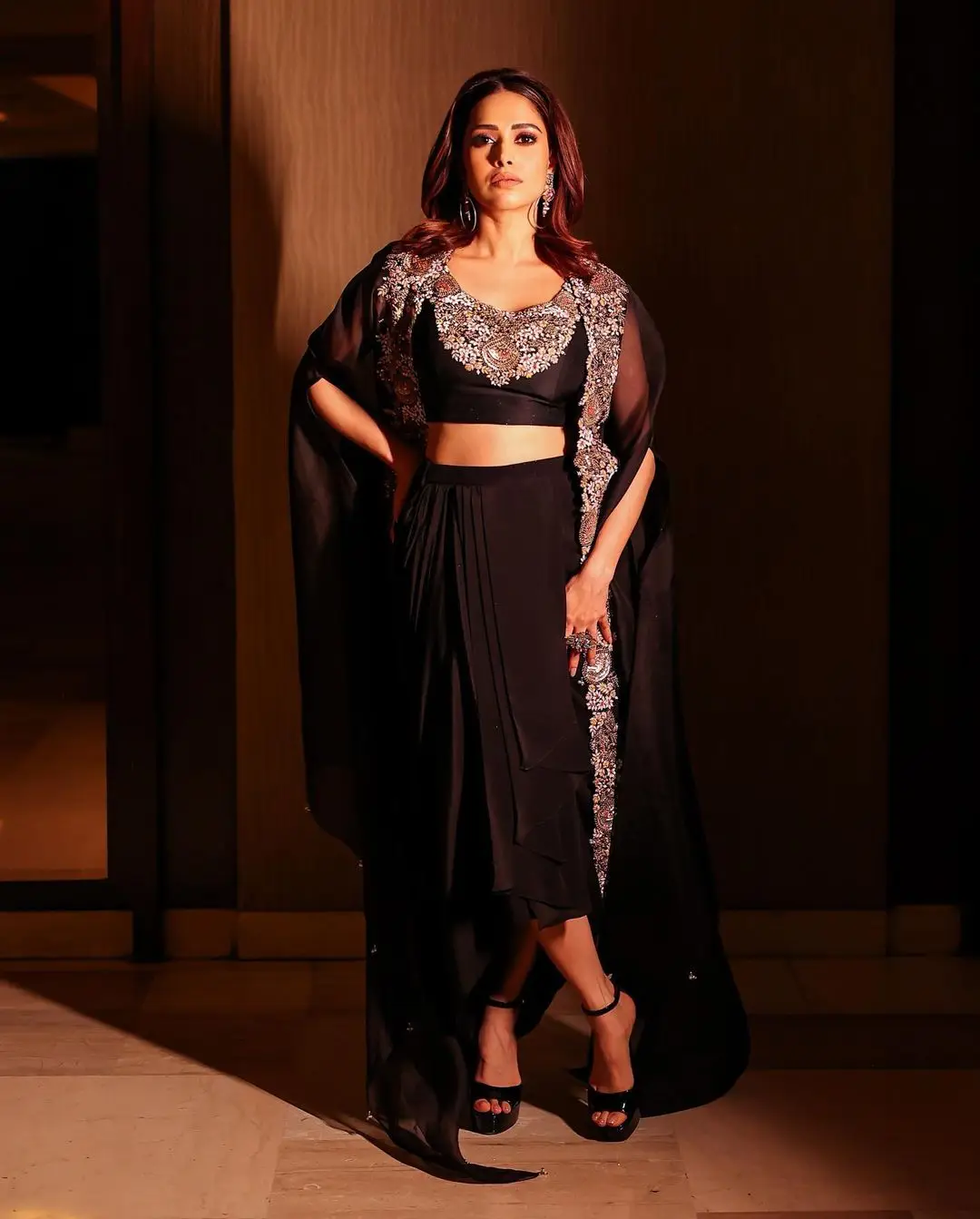 Nushrratt Bharuccha Stills In Black Lehenga Choli